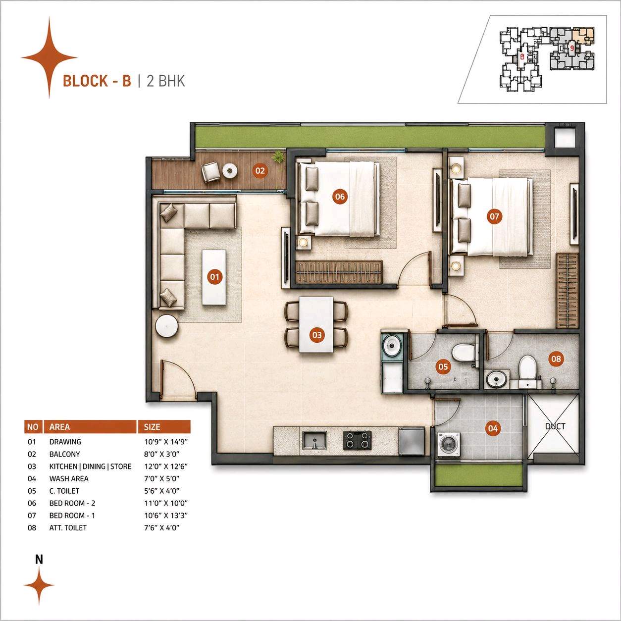 2 BHK Unit