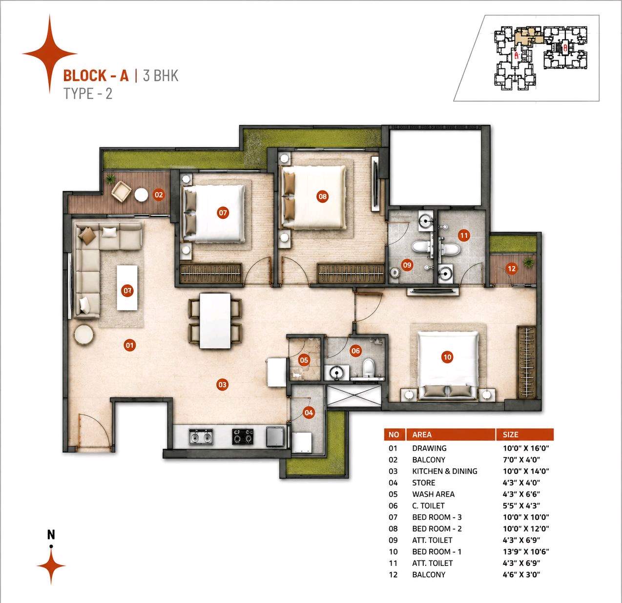 3 BHK Unit