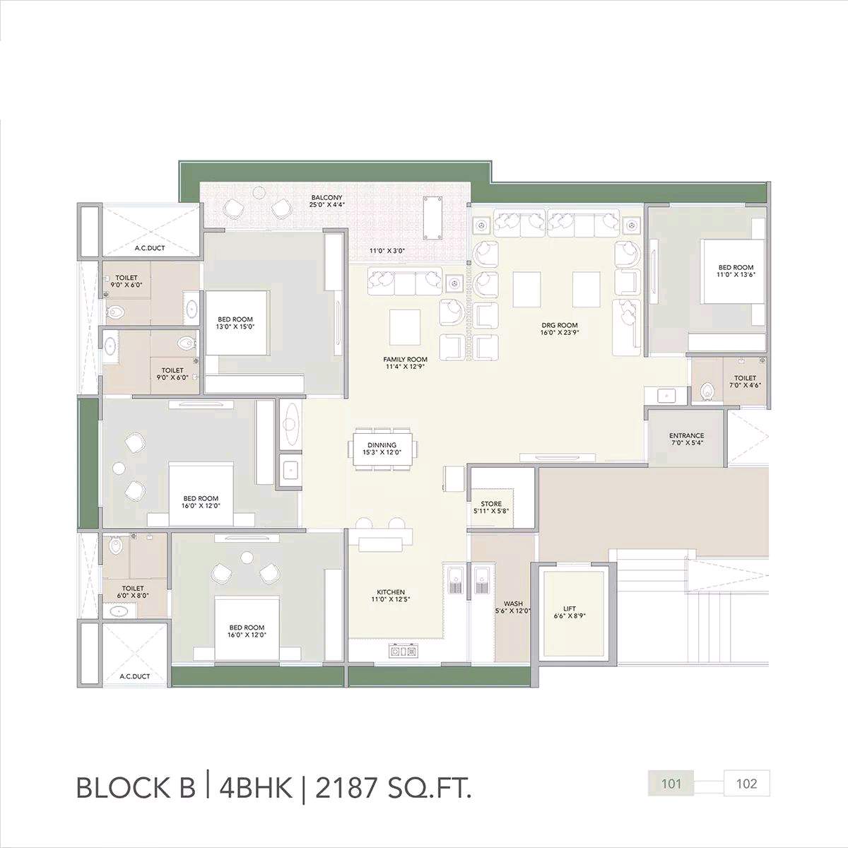 4 BHK Unit