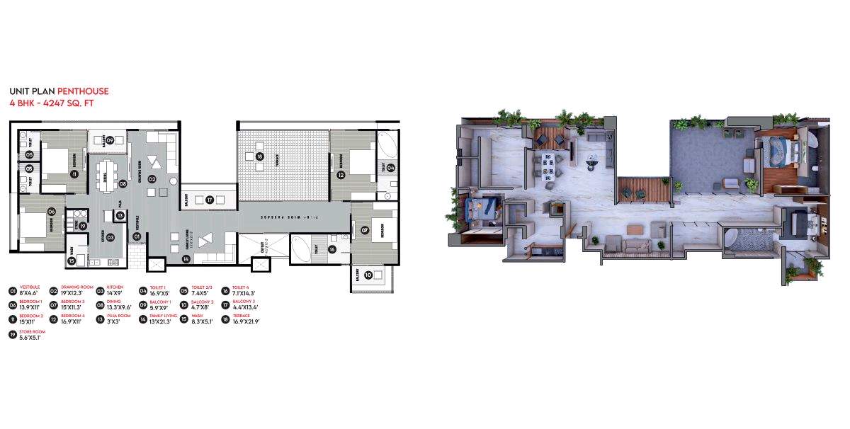 4 BHK Unit