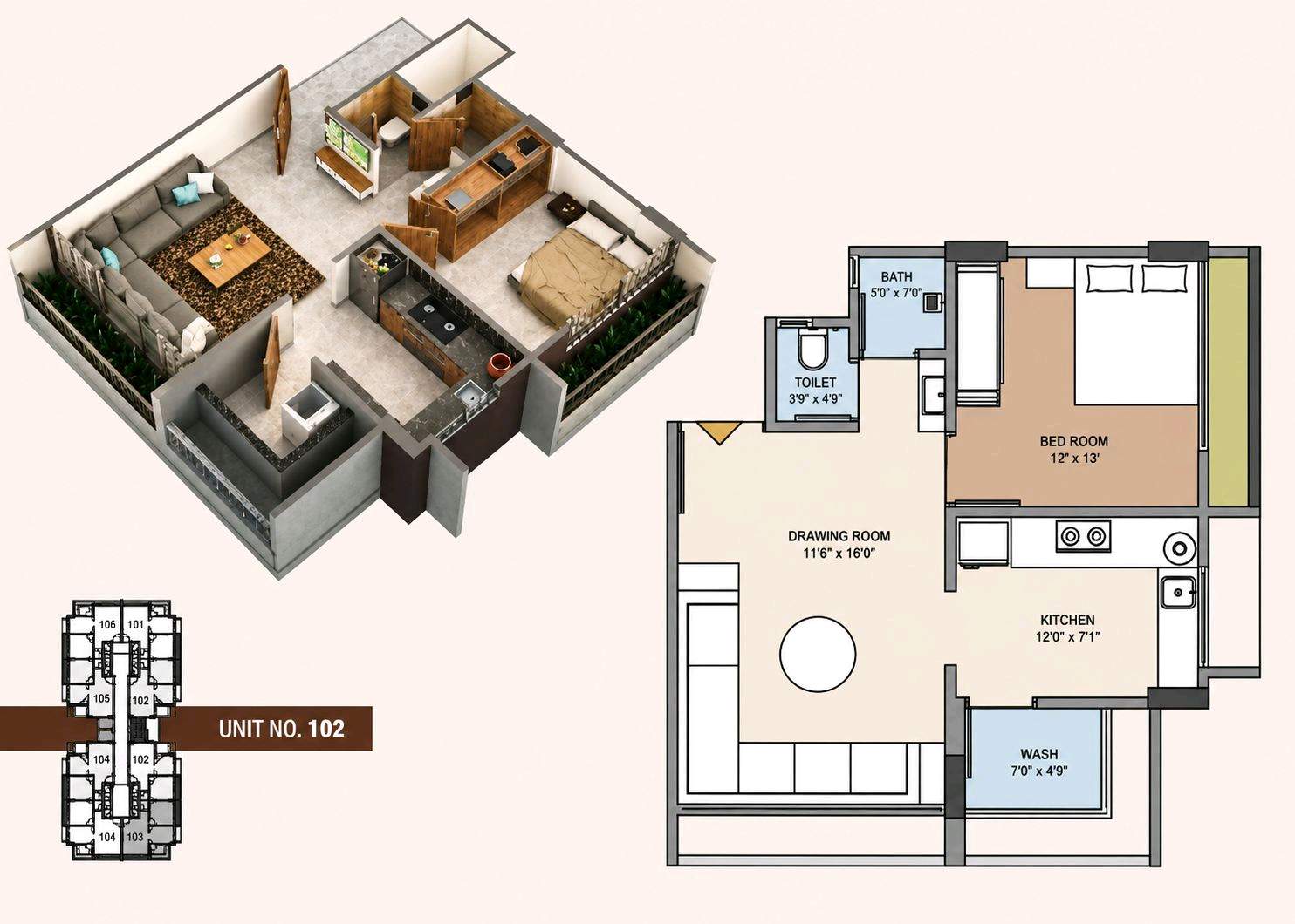 1 BHK Unit