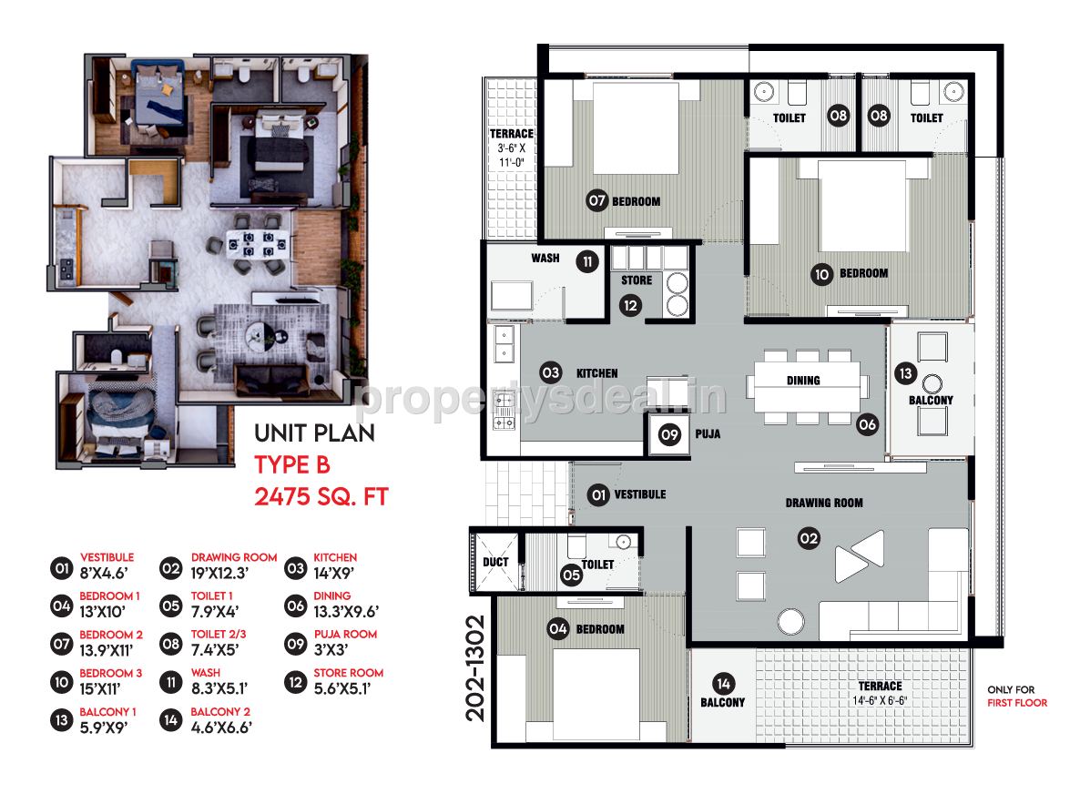 3 BHK Unit