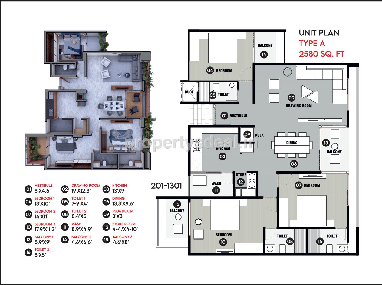3 BHK Unit